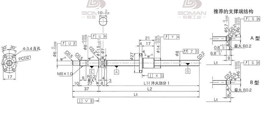 KURODA DP0802JS-HDNR-0180B-C3F 黑田精工丝杆底座安装方法