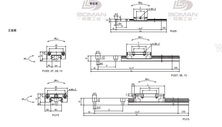 PU150115BLK1-P61-PU系列不锈钢导轨