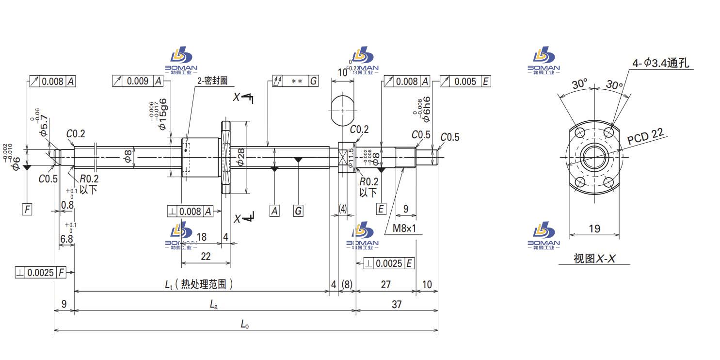 W0800MA-3PY-C3Z1.5-FA标准滚珠丝杠