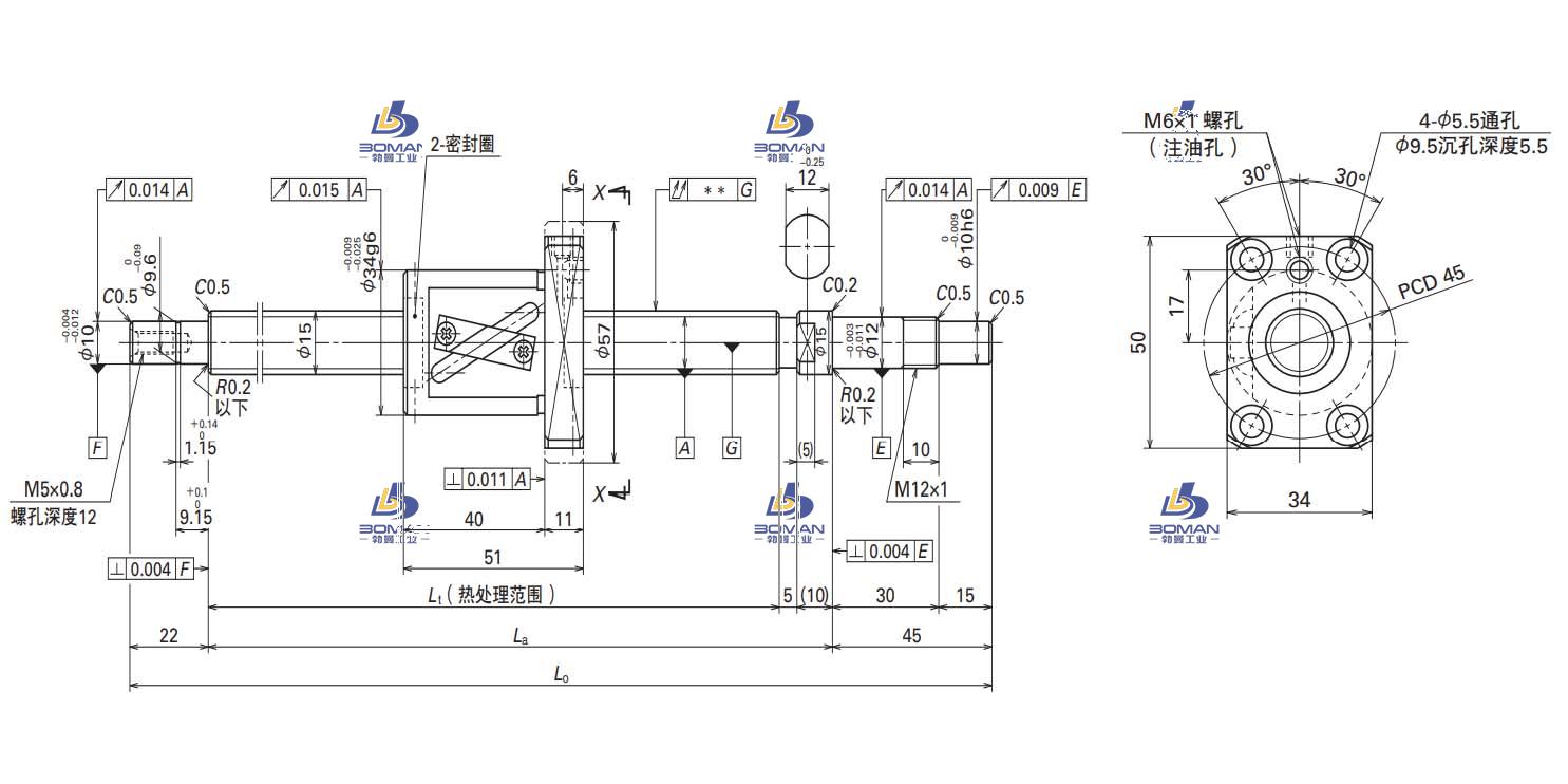 W1505FA-3P-C5Z10-SA标准滚珠丝杠