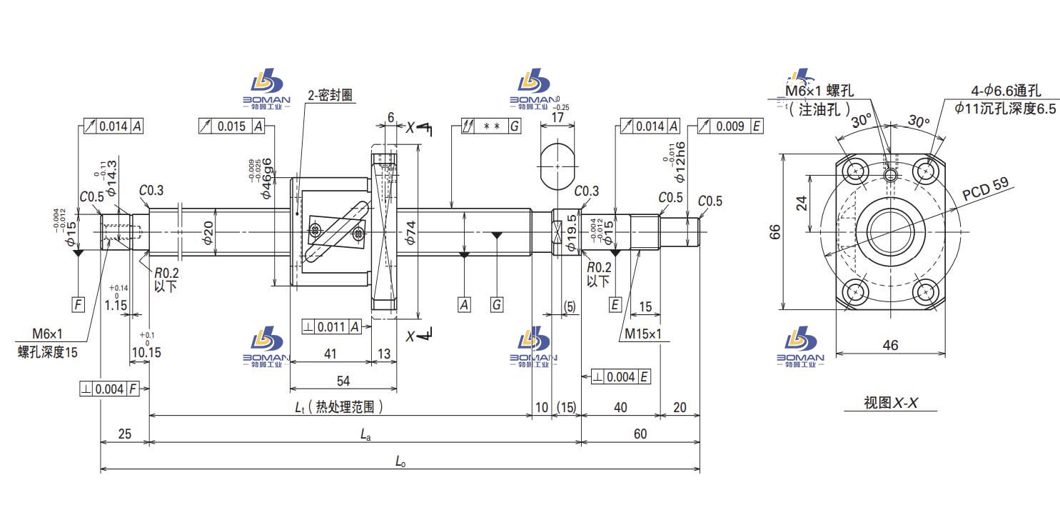 W2002FA-2-C5T10-SA标准滚珠丝杠