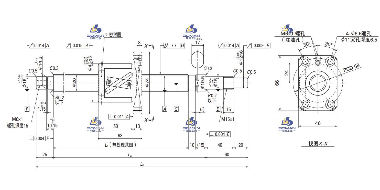 W2005FA-3P-C5Z20-轴端完成品滚珠丝杠