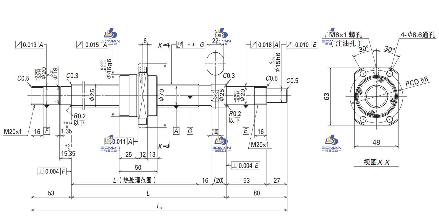 W2516FA-2GX-C5Z50-轴端完成品滚珠丝杠