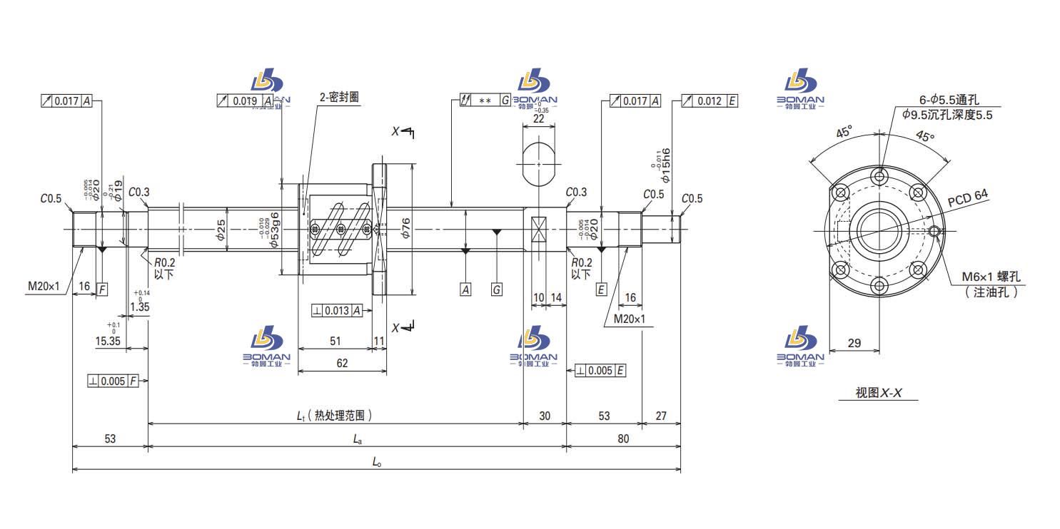 W2507SA-3P-C5Z6-MA标准滚珠丝杠