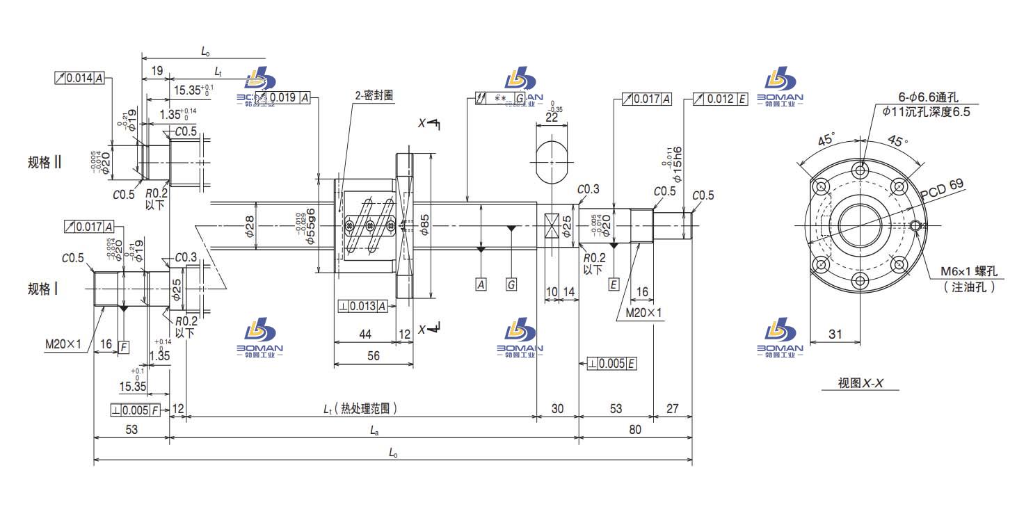 W2811SA-1P-C5Z5-FA标准滚珠丝杠