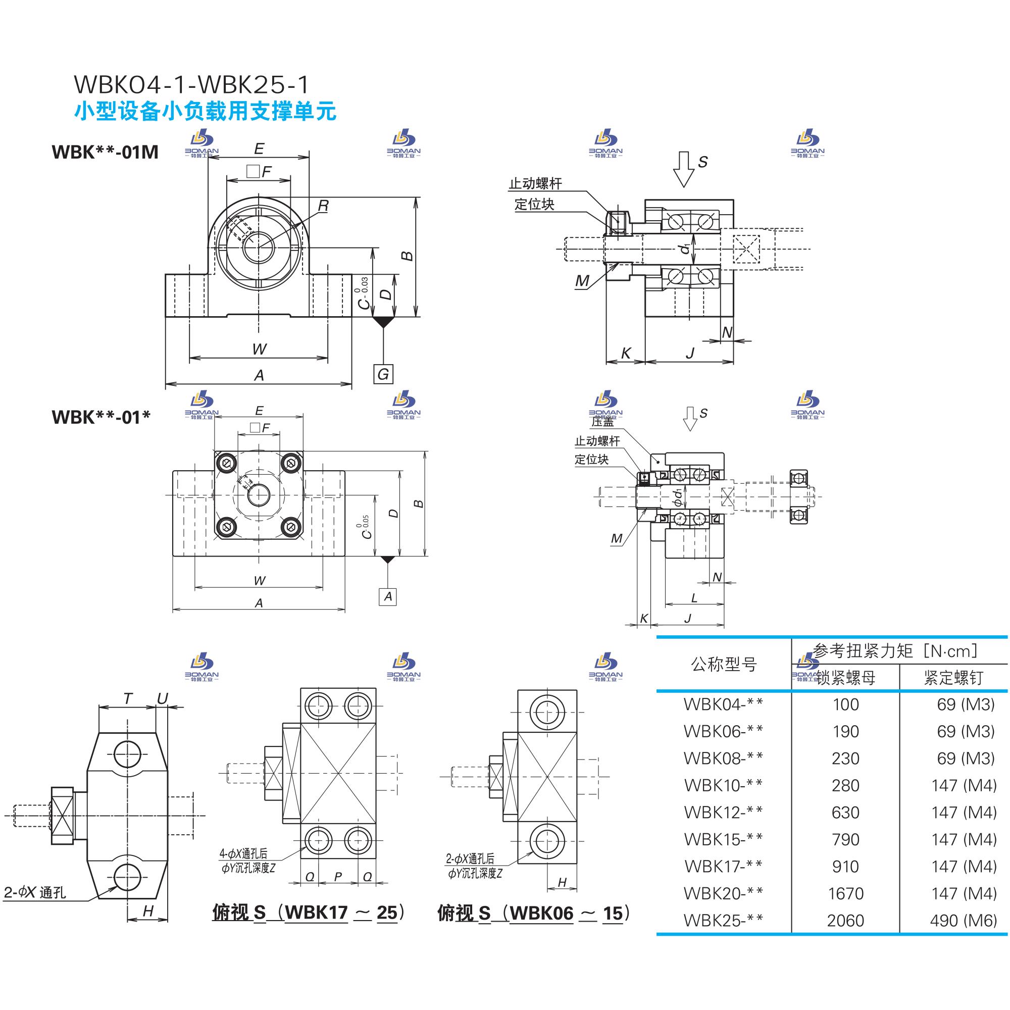 WBK06-01M-小型机器轻载荷用支承单元